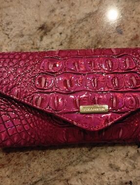 Brahmin Veronica Potion Hot Pink Croc-Embossed Leather Wallet NWT Gorgeous!!